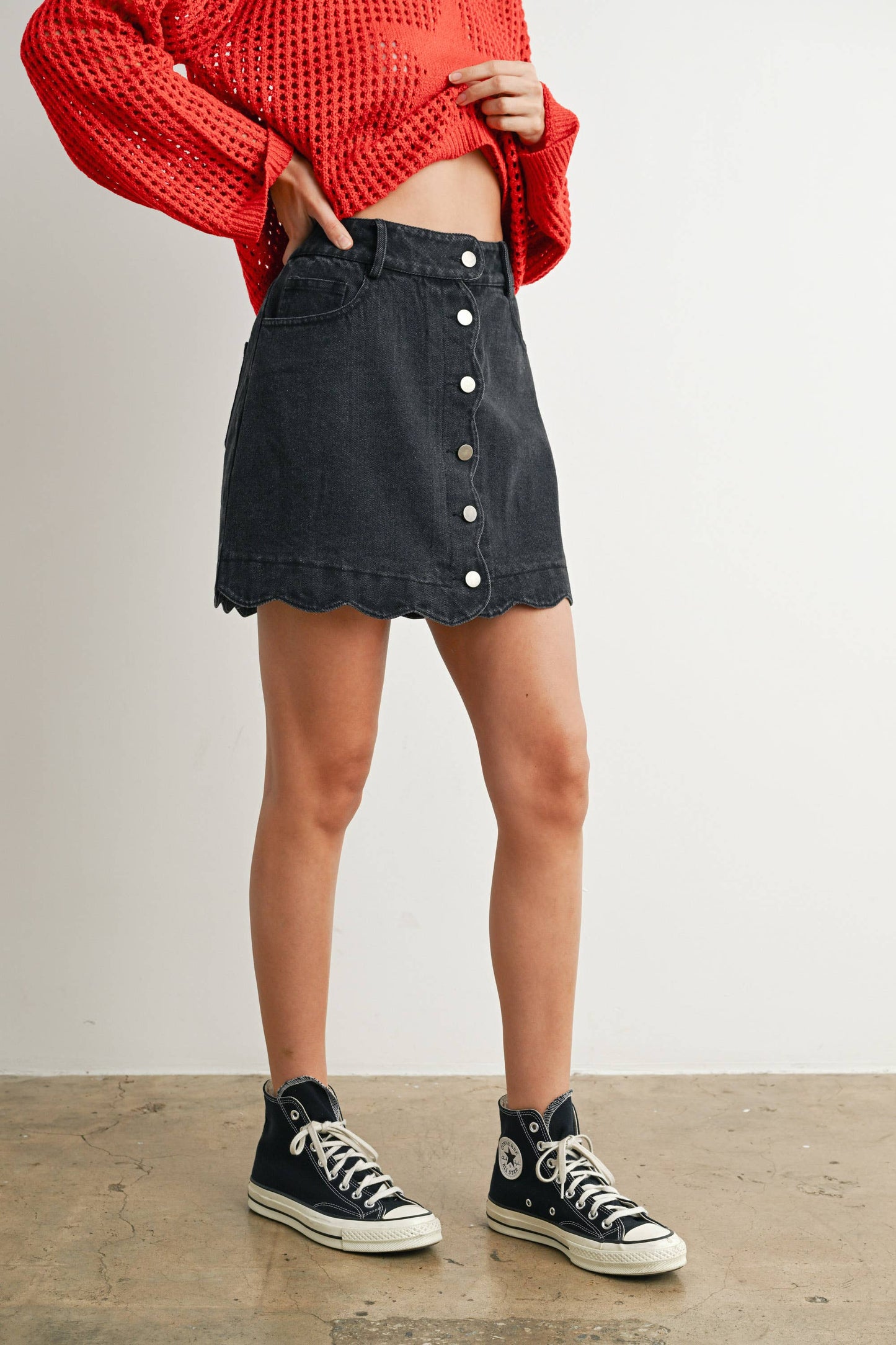 DENIM BUTTON SKIRT