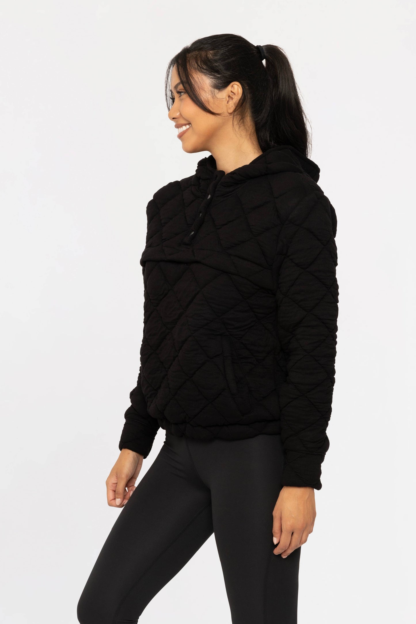 QUILTED FLEECE PULLOVER