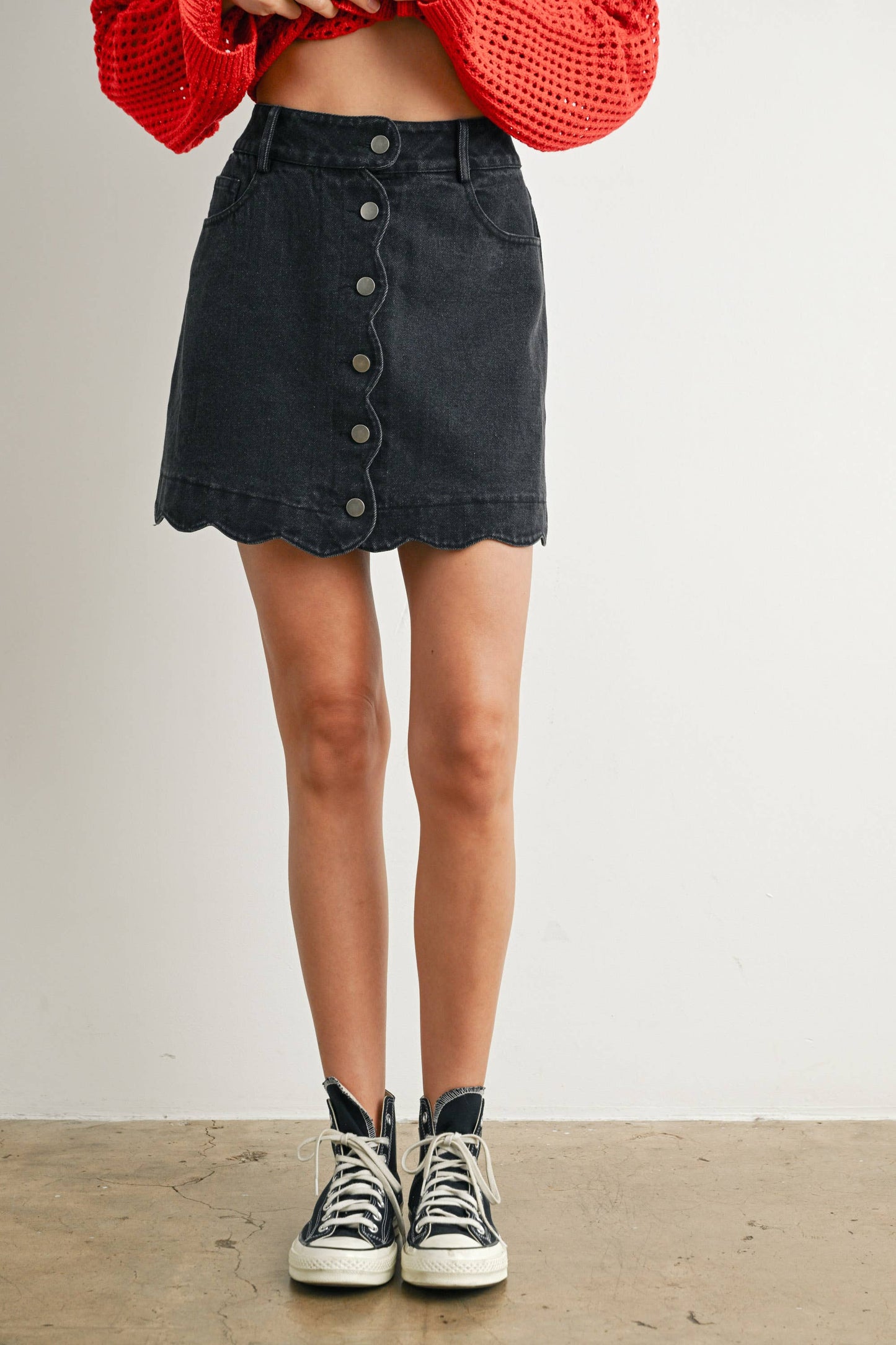 DENIM BUTTON SKIRT