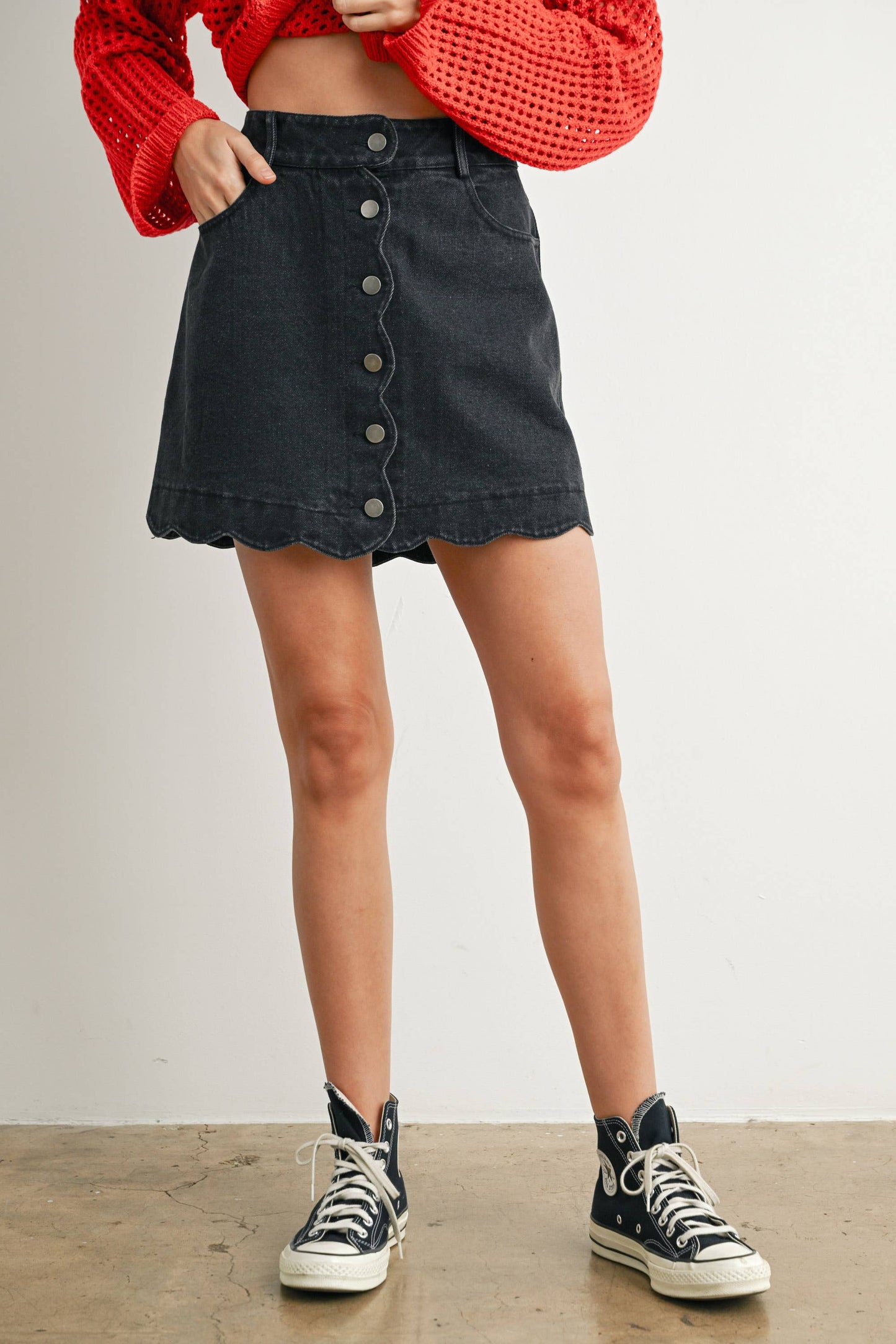 DENIM BUTTON SKIRT