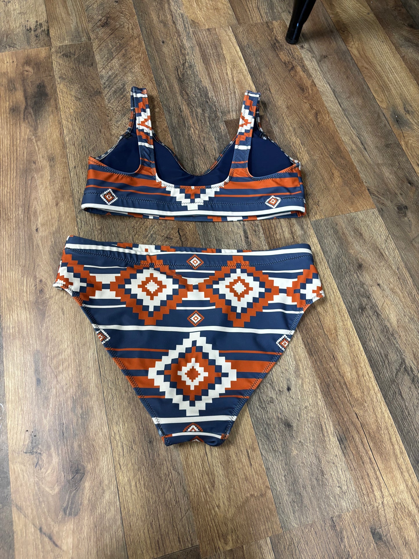 Western Pattern Orange & Blue bikini set