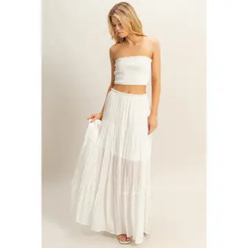 SNOW WHITE TUBE TOP AND SKIRT SET