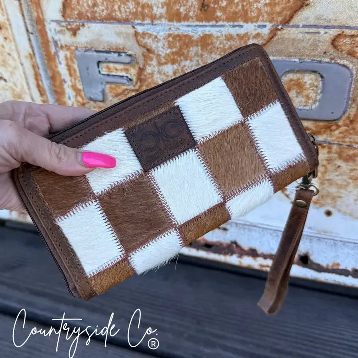 CHECKERED COWHIDE WALLET