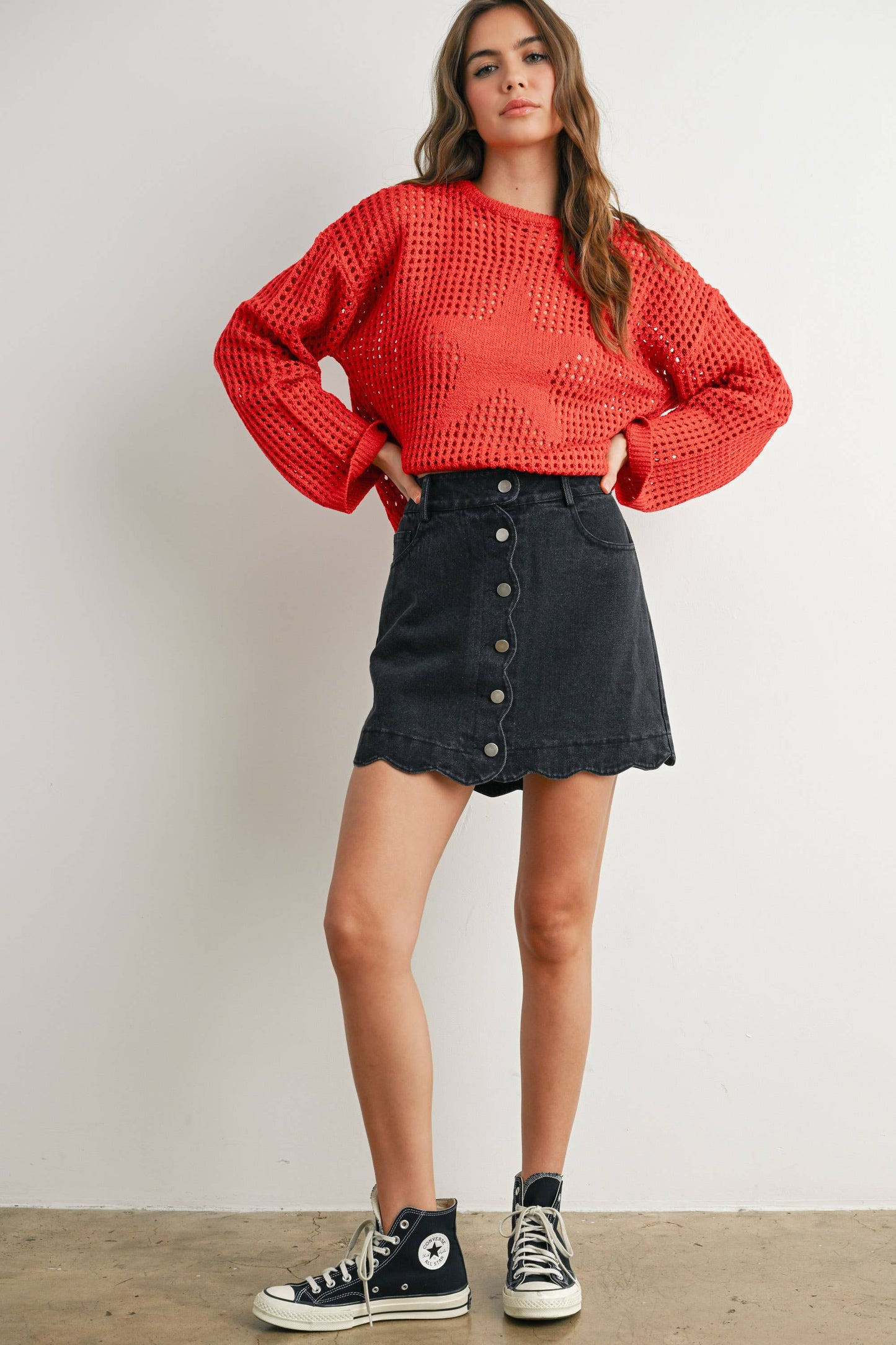 DENIM BUTTON SKIRT