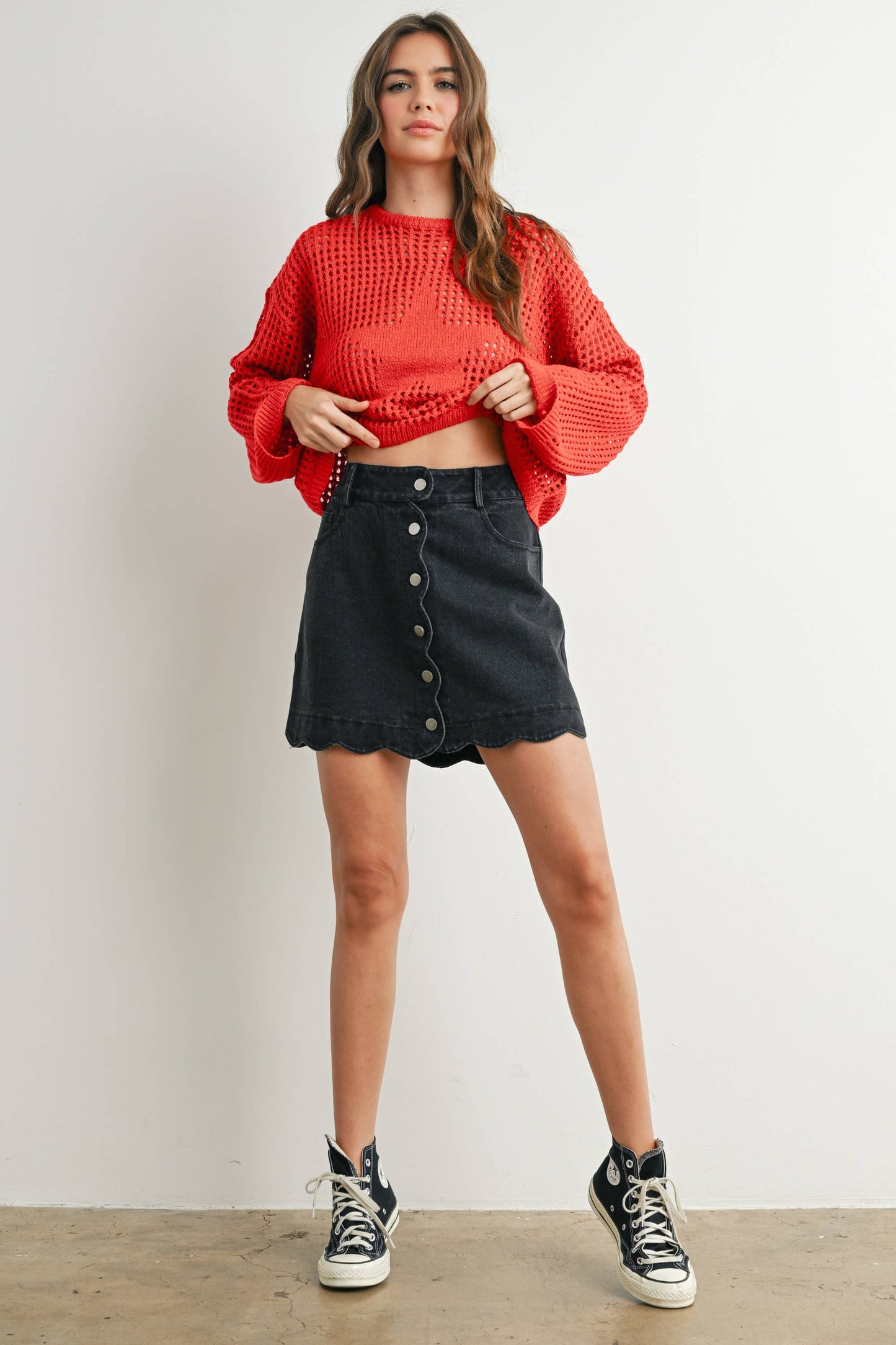 DENIM BUTTON SKIRT