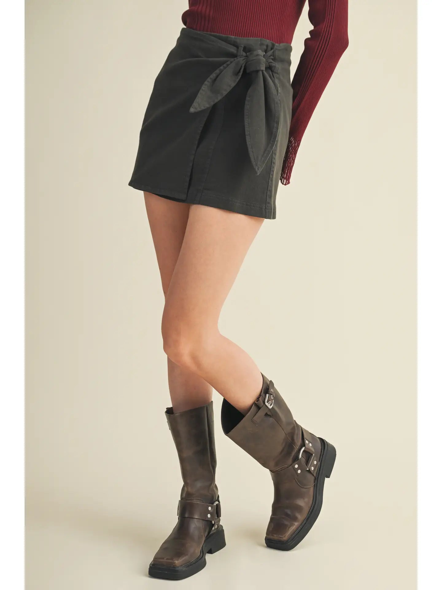 TIE FRONT MINI SKIRT