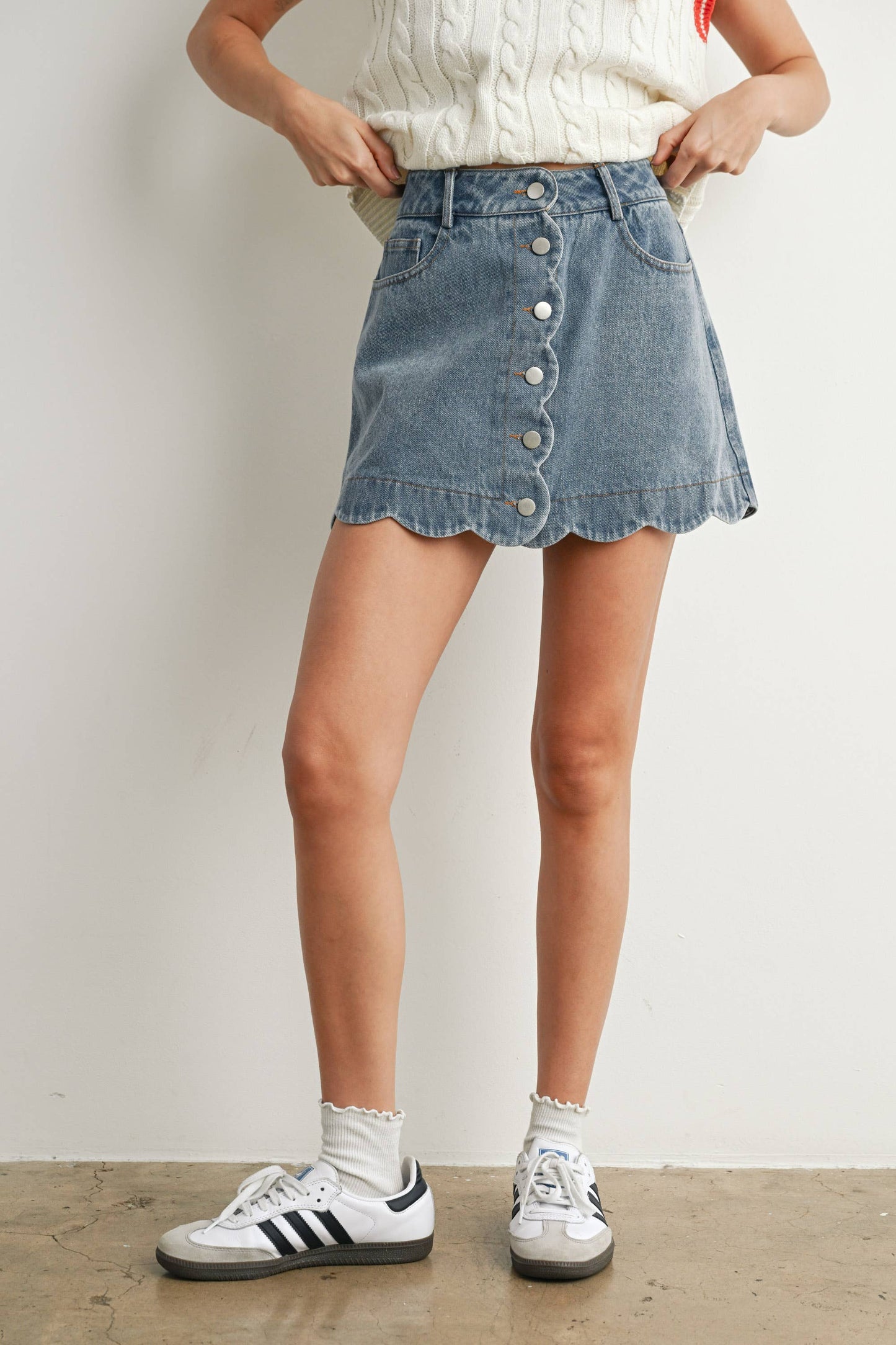 DENIM BUTTON SKIRT