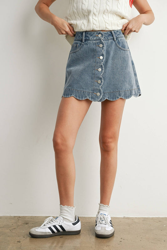 DENIM BUTTON SKIRT