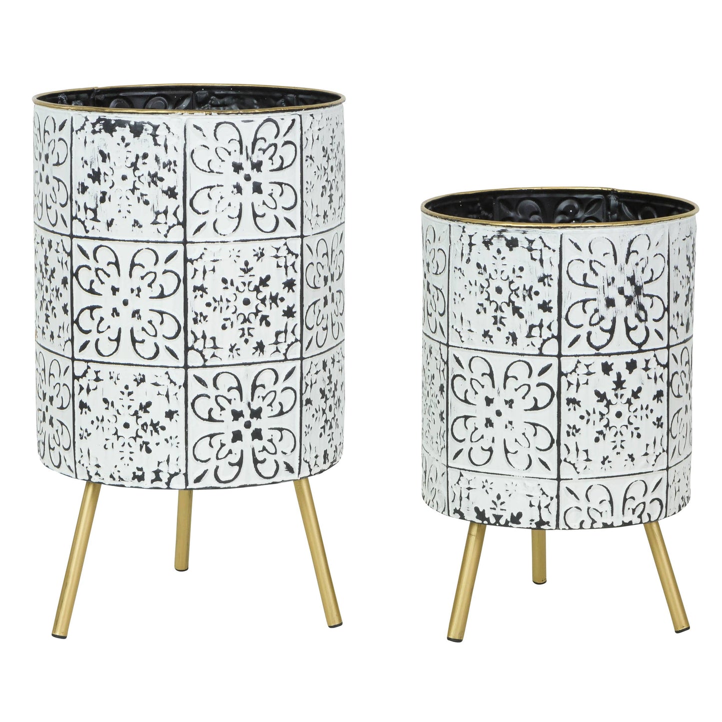 WHITE FLORAL PLANTER (SET OF 2)