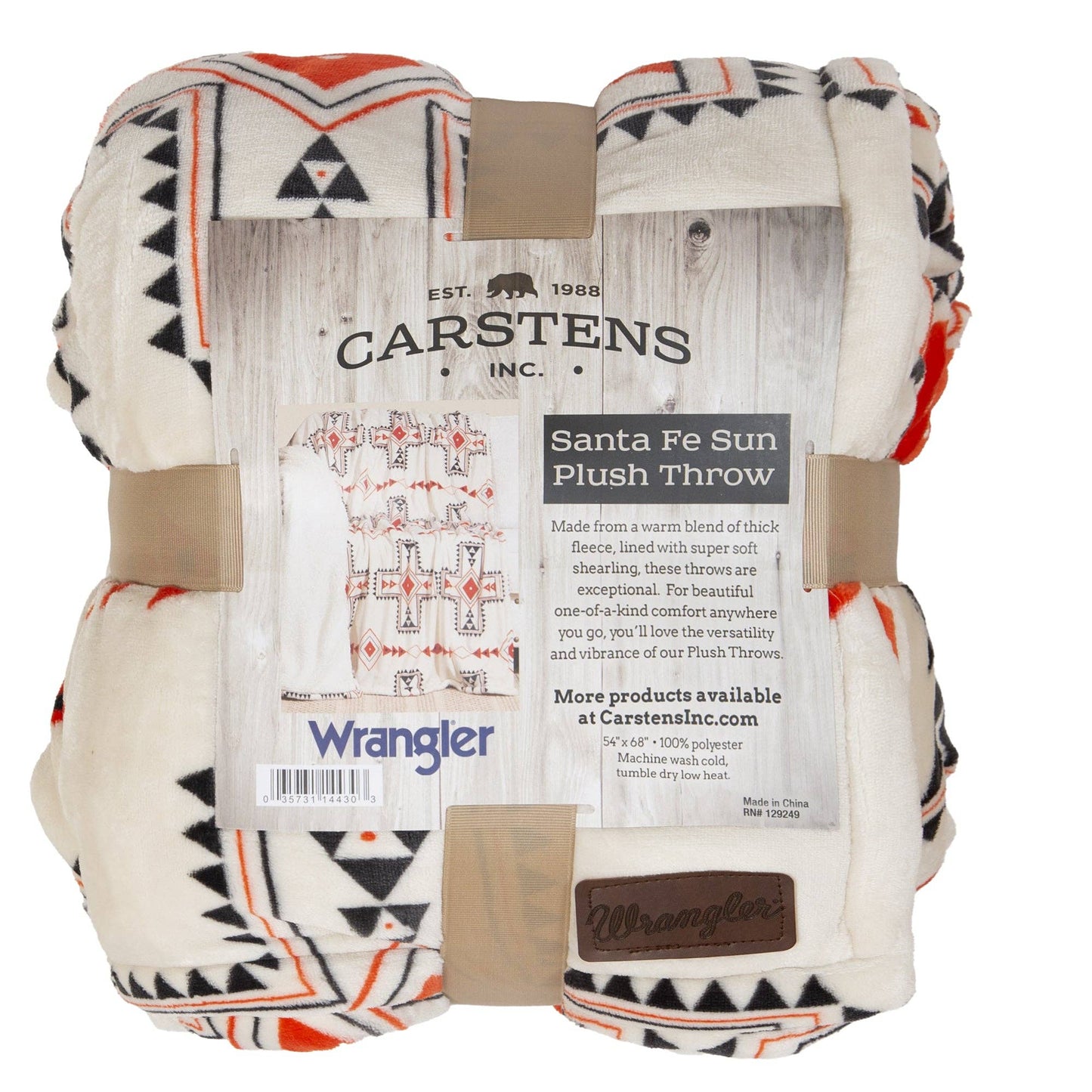 Wrangler Santa Fe Sun Plush Sherpa Throw Blanket