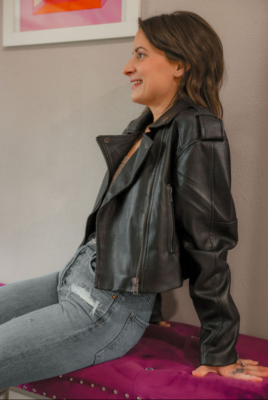 HELLO MOTO LEATHER JACKET