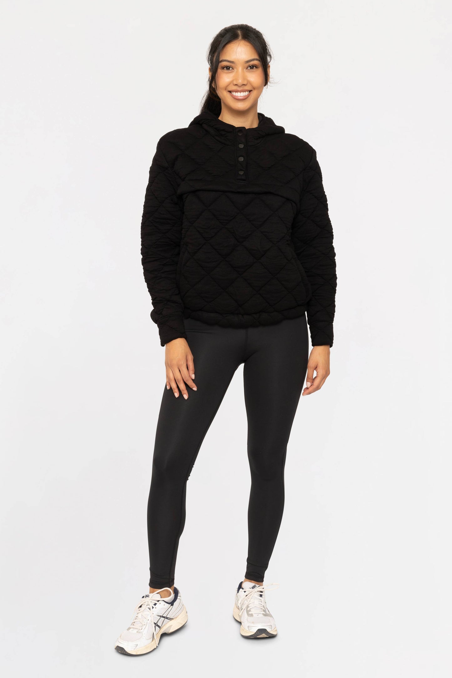 QUILTED FLEECE PULLOVER