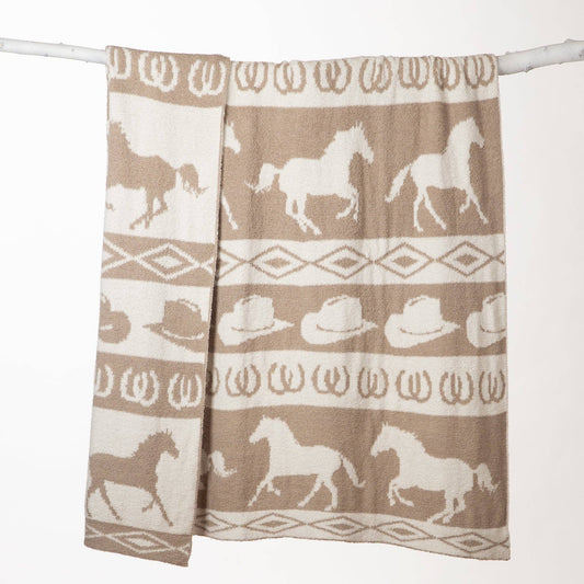 Wrangler Tan Rodeo Stretchy Throw Blanket