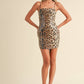 LEOPARD SEQUINS MINI DRESS