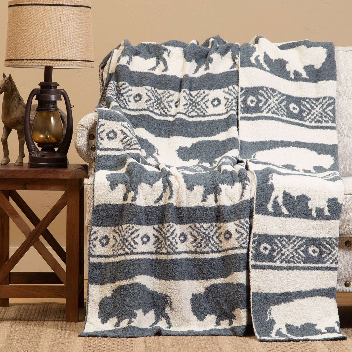 WRANGLER BUFFALO SLATE STRETCHY THROW