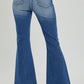 RISEN HIGH RISE DISTRESSED FLARE JEANS