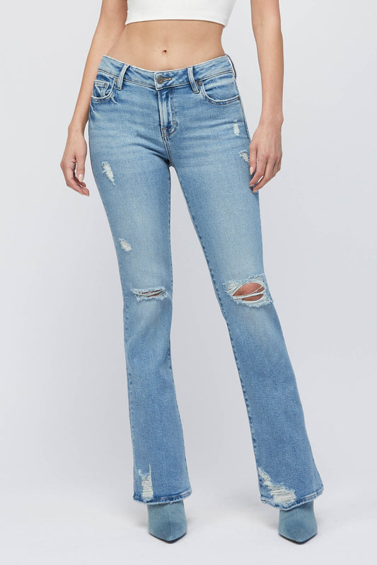 DISTRESSED BOOTCUT JEANS