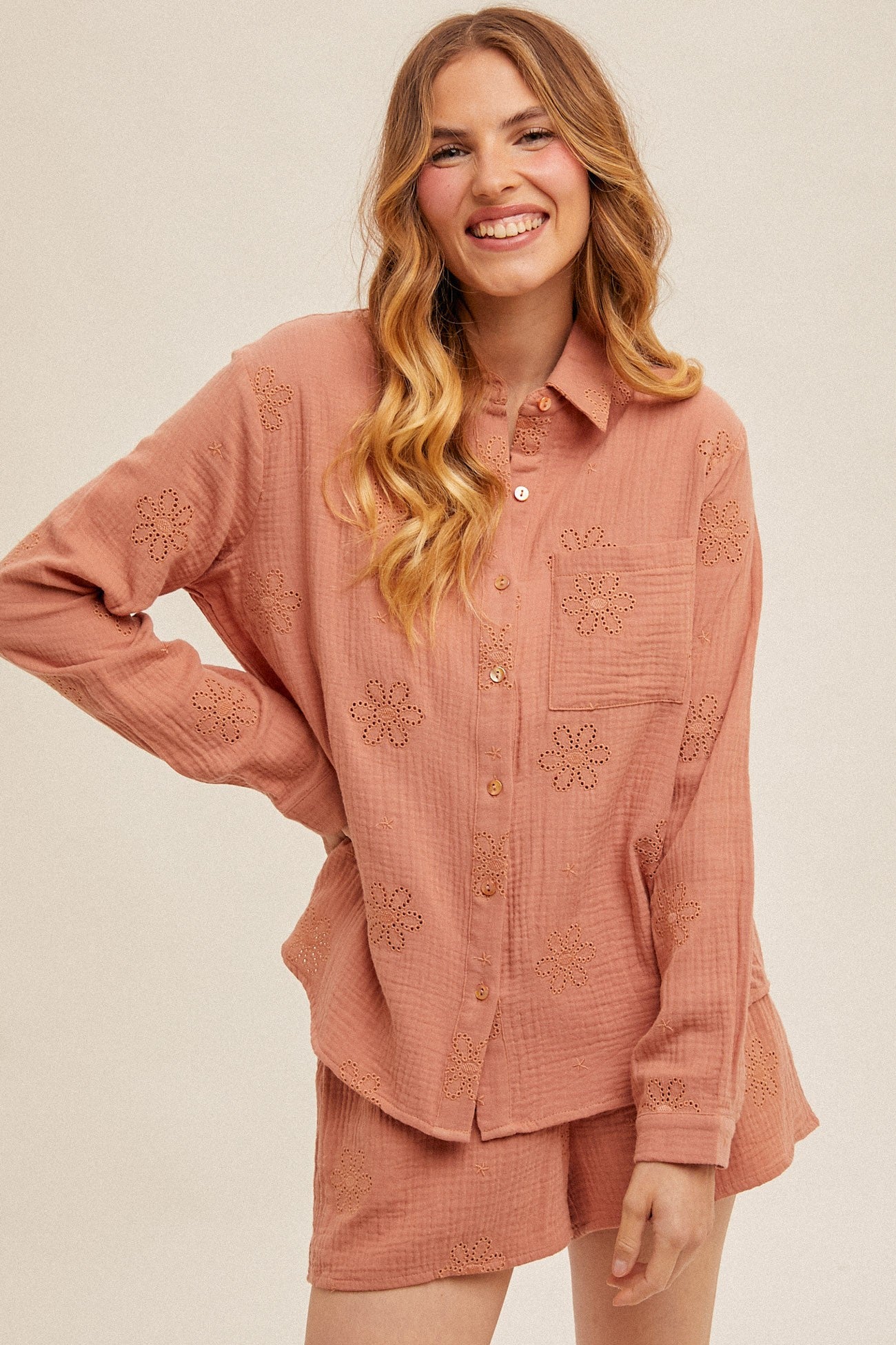 BUTTON DOWN FLORAL BLOUSE