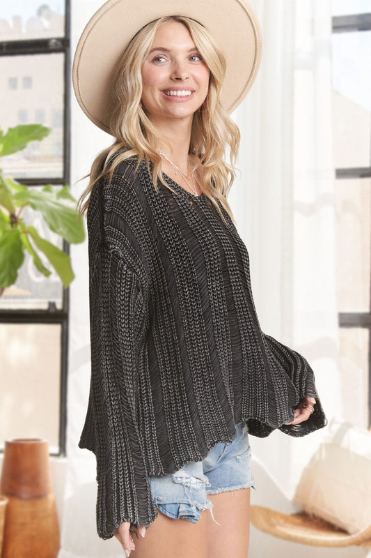 DISTESSED MINERAL WASHED SWEATER