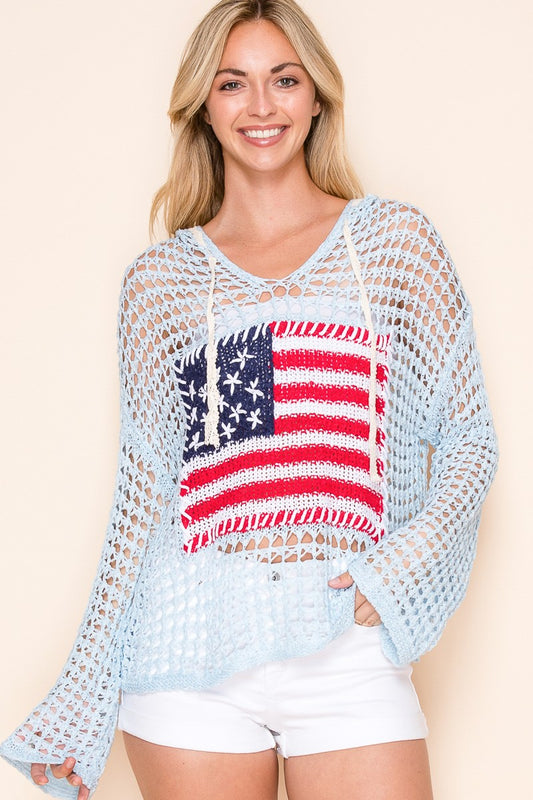 CROCHET HOODIE FLAG COVER UP