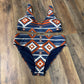 Western Pattern Orange & Blue bikini set