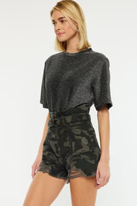 Camo shorts with belt