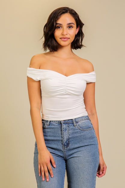 OFF SHOULDER BRUSHED TOP