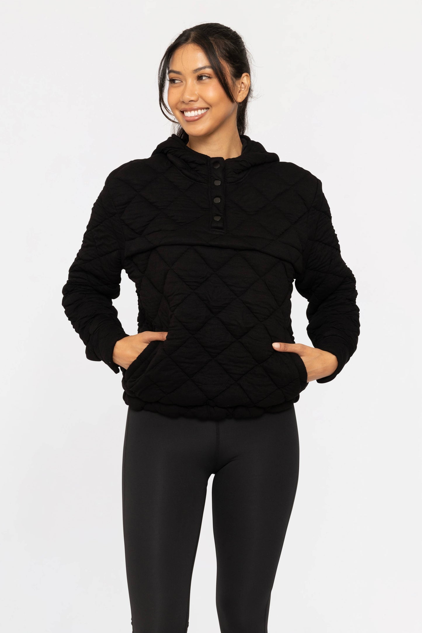 QUILTED FLEECE PULLOVER