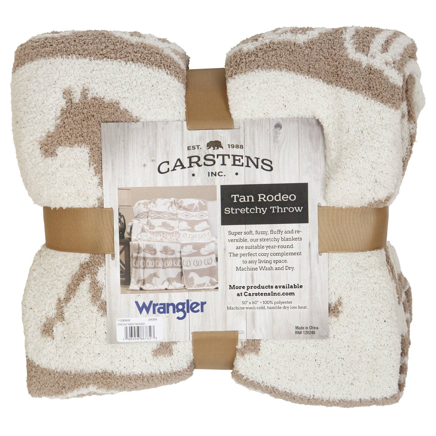 Wrangler Tan Rodeo Stretchy Throw Blanket