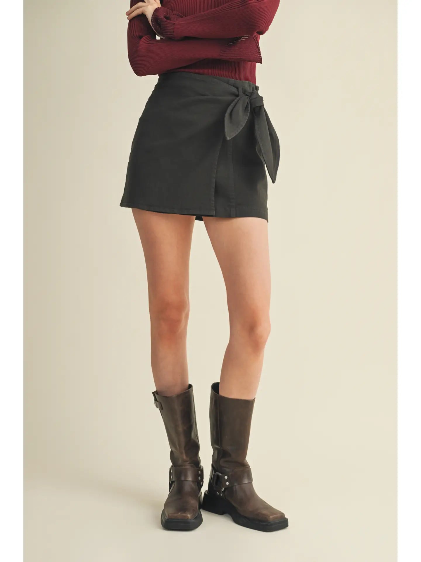 TIE FRONT MINI SKIRT