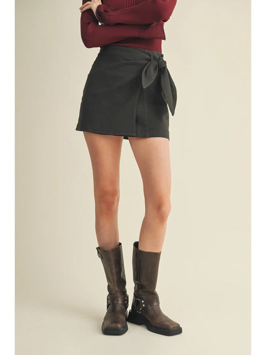 TIE FRONT MINI SKIRT